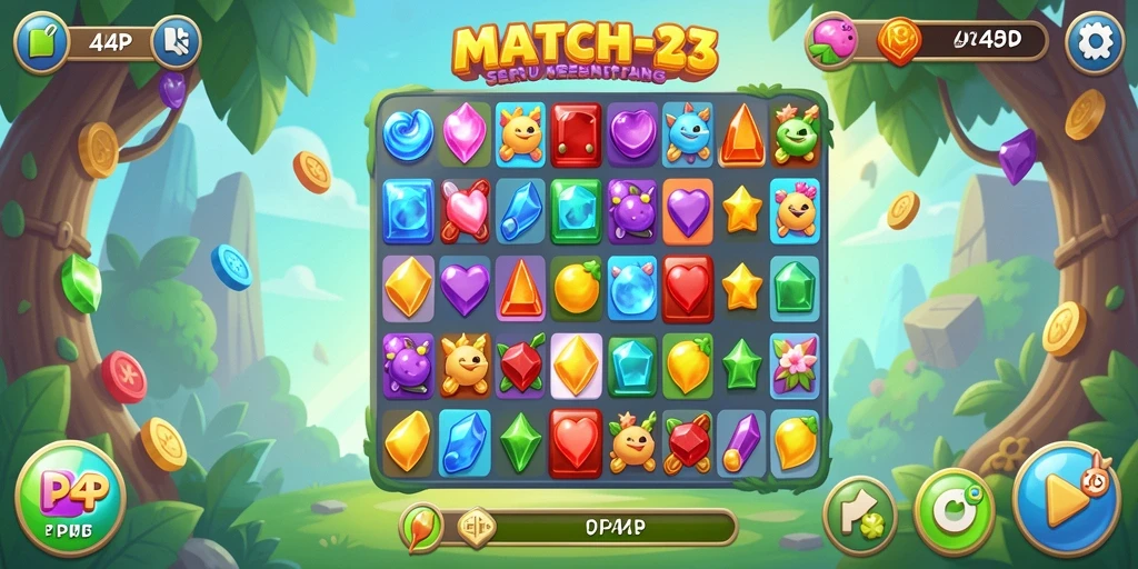 Tampilan gameplay 4P4P yang seru dalam kategori Match-3.