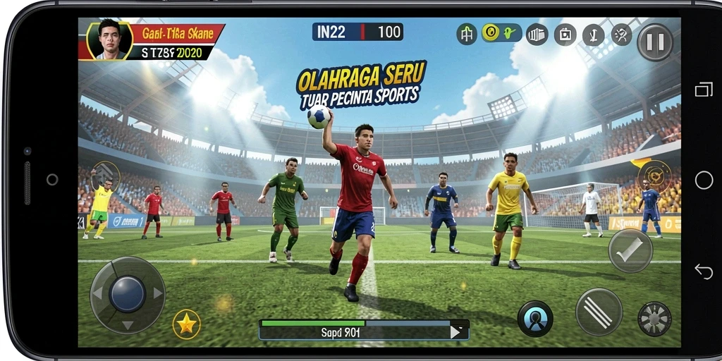 Tampilan gameplay IN22 yang mendebarkan dan penuh aksi olahraga.