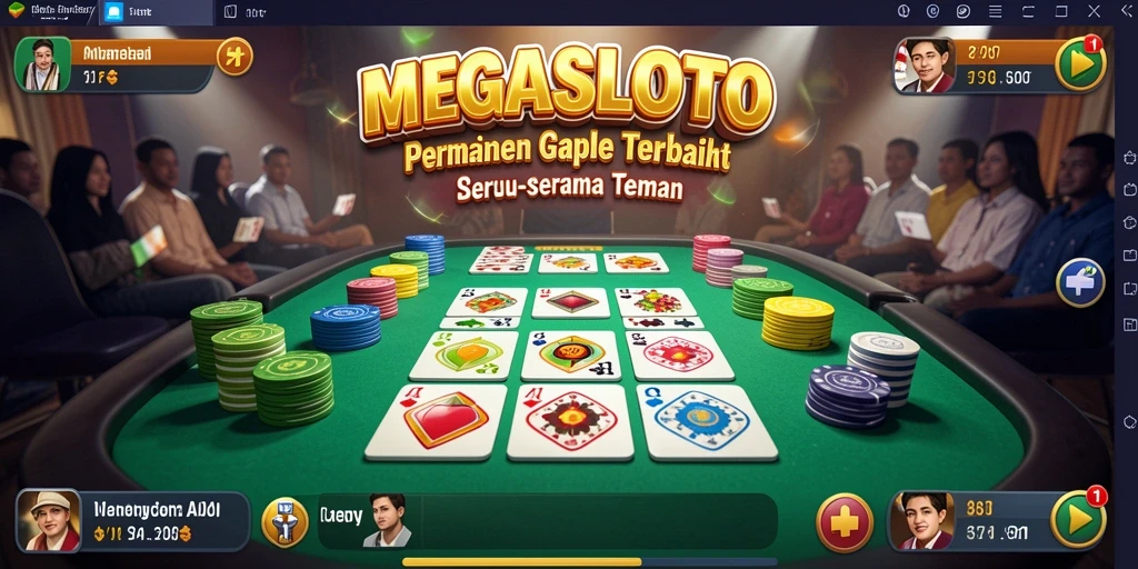 Tampilan gameplay MEGASLOTO yang menarik dengan suasana gaple yang seru.