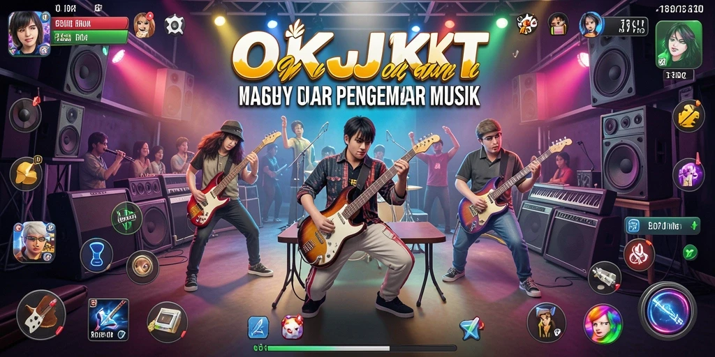 Screenshot gameplay OKJKT menampilkan interaksi seru dalam bermain musik.