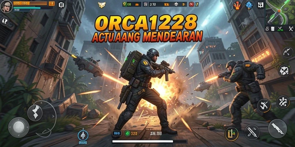 Tampilan aksi mendebarkan dalam gameplay ORCA128.