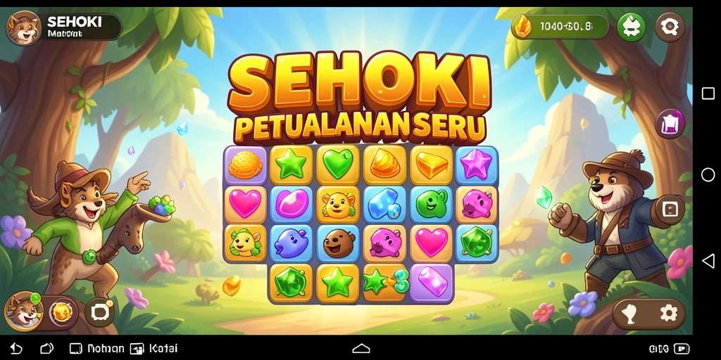Tampilan gameplay SEHOKI dengan simbol mencolok dan efek visual menarik.
