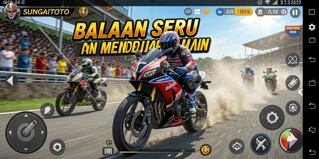 Screenshot SUNGAITOTO menampilkan aksi balapan motor yang mendebarkan.
