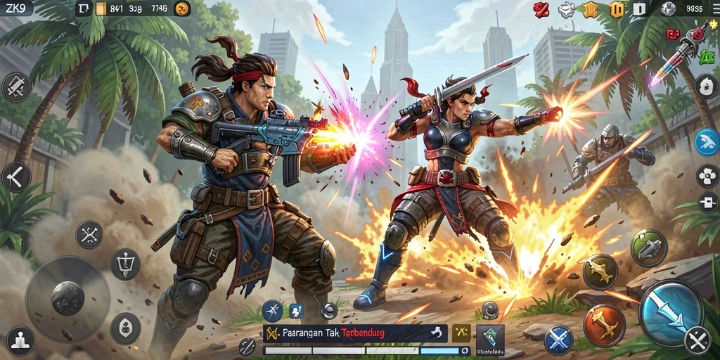 Tampilan aksi mendebarkan dari gameplay ZK9 yang penuh tantangan.